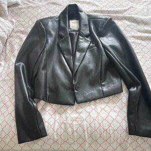 Abercrombie Cropped Vegan Leather Jacket